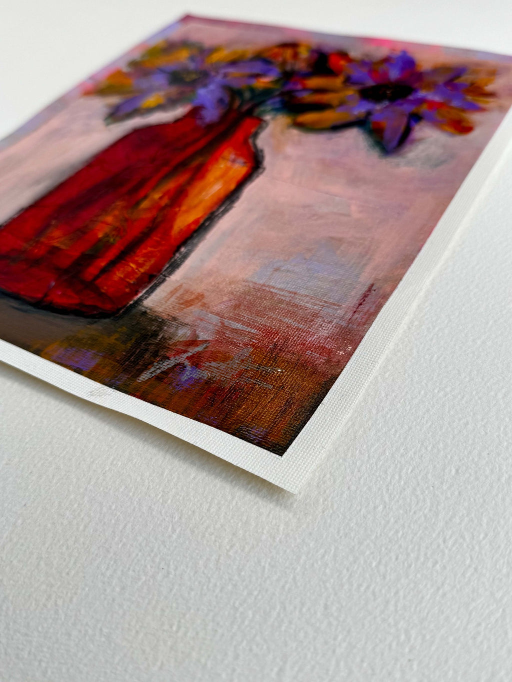 Outgrowing floral mixed-media painting with rice-paper collage detail