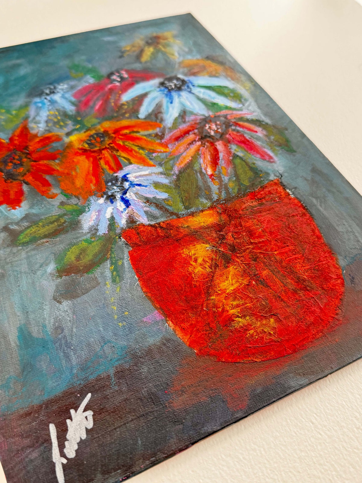 Outgrowing red vase painting angle and surface detail