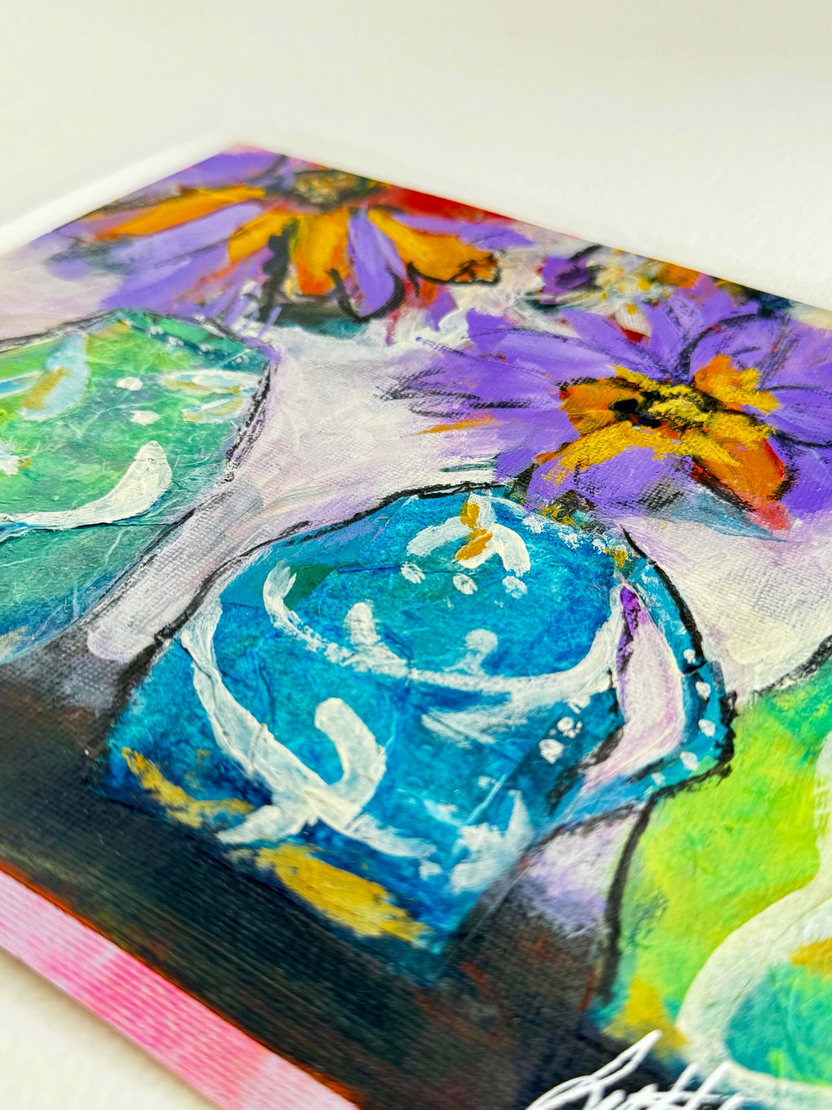 Outgrowing unstretched canvas surface detail