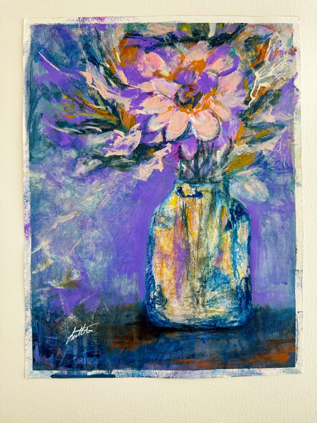 She Kept Adding Flowers original mixed-media floral painting
