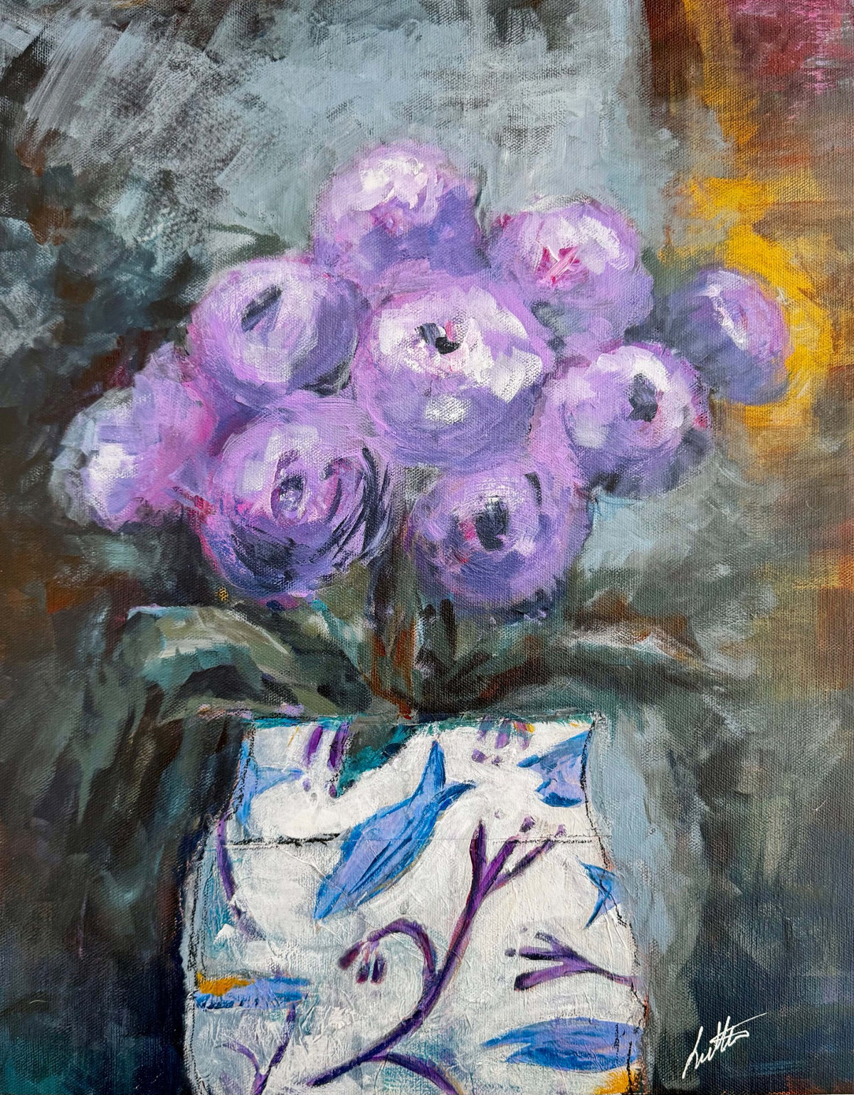 More Than the Vase Could Hold original mixed-media floral painting