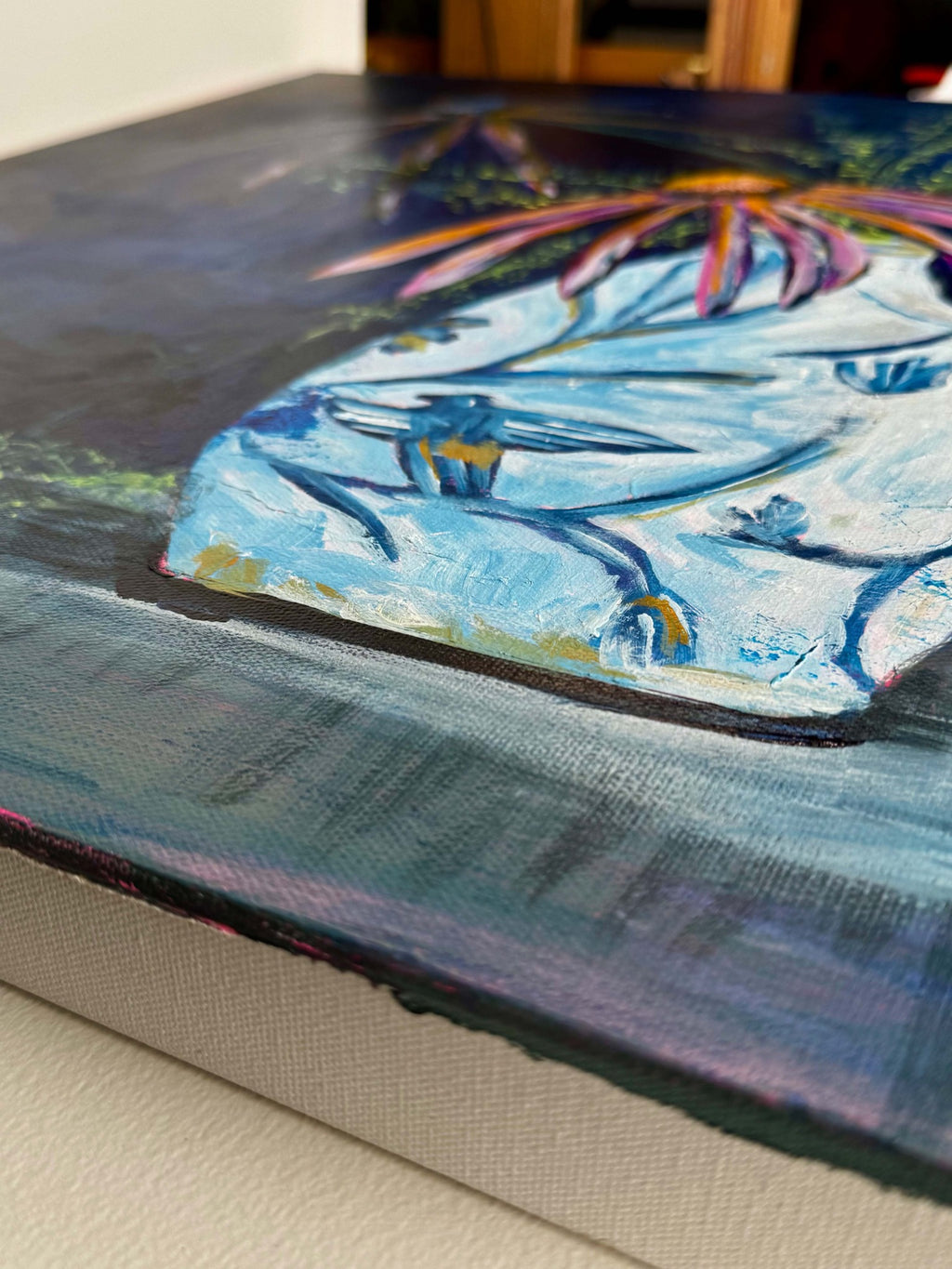 They Refused to Behave bird vase and canvas detail