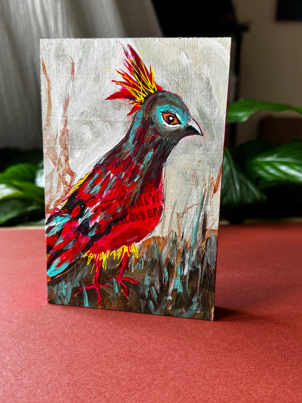 Partridge Field Note Dahlov original mixed media painting by Loretta Kennedy