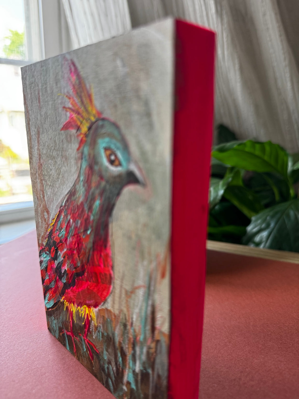 Side view of Partridge Field Note Dahlov showing painted panel edge