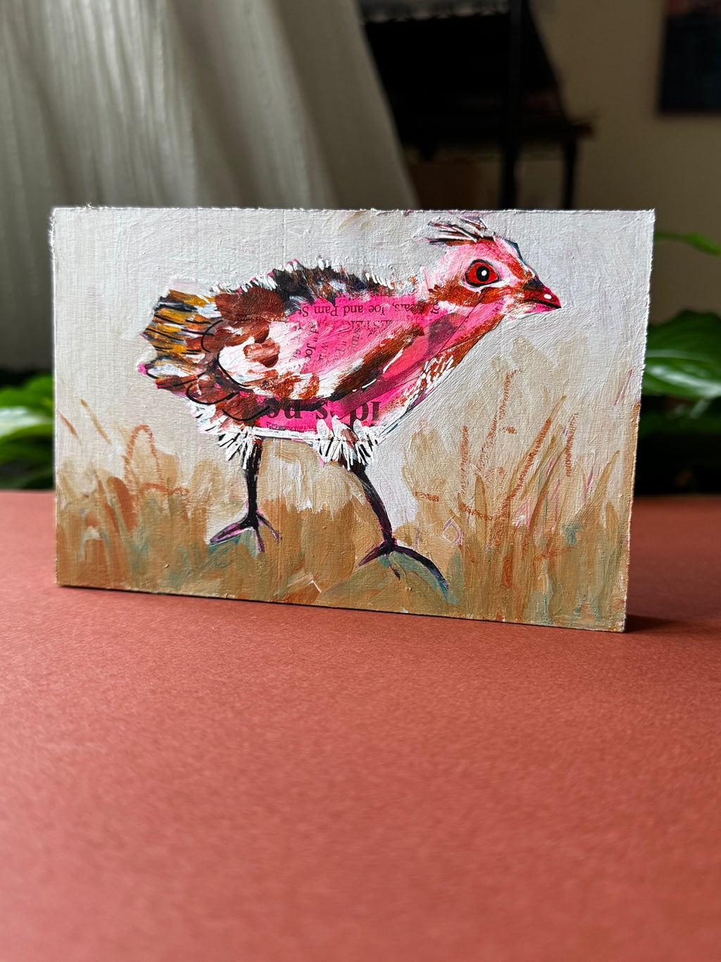 Partridge Field Note Frances original mixed media painting by Loretta Kennedy