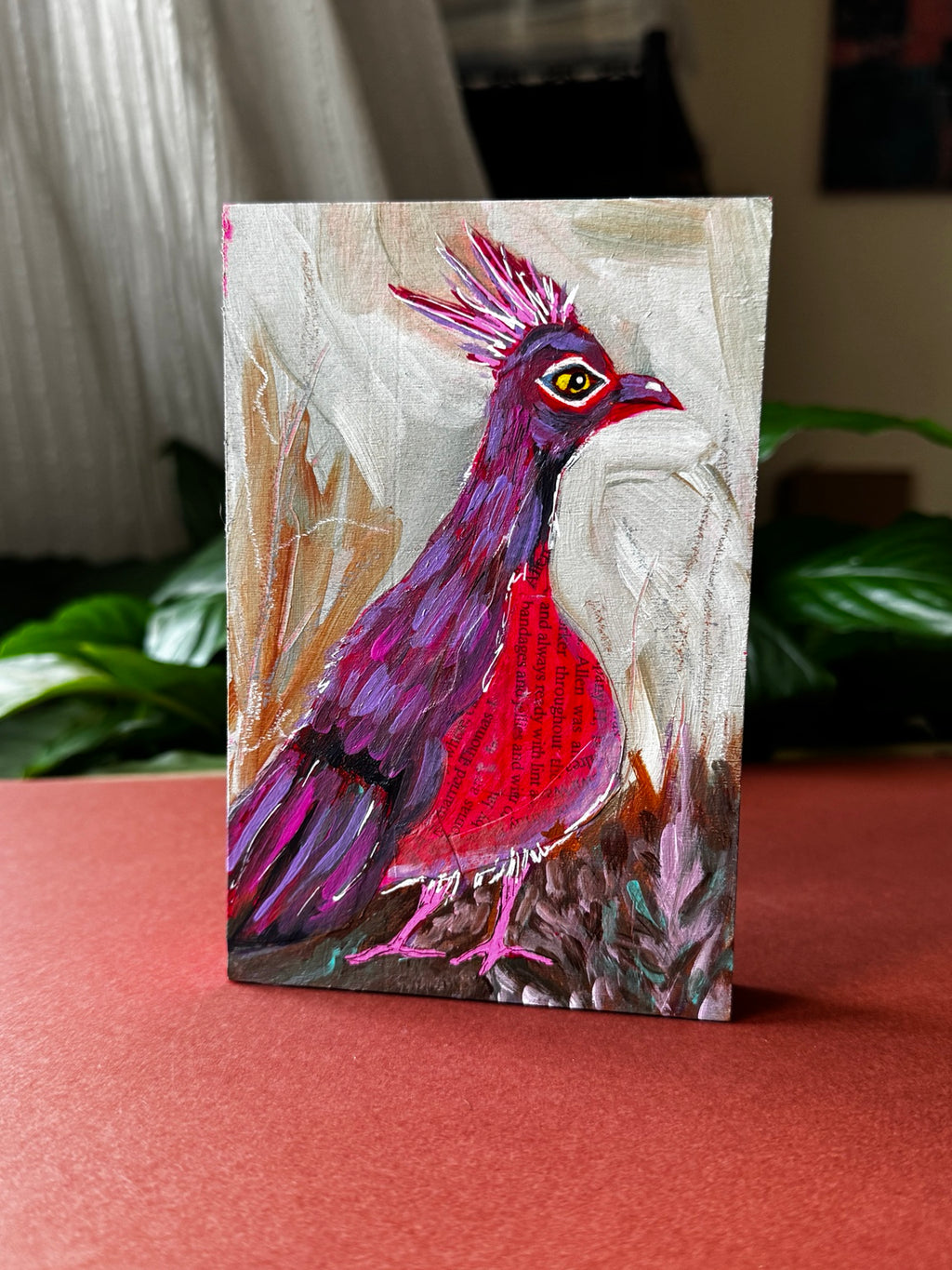 Partridge Field Note Louise original mixed media painting by Loretta Kennedy