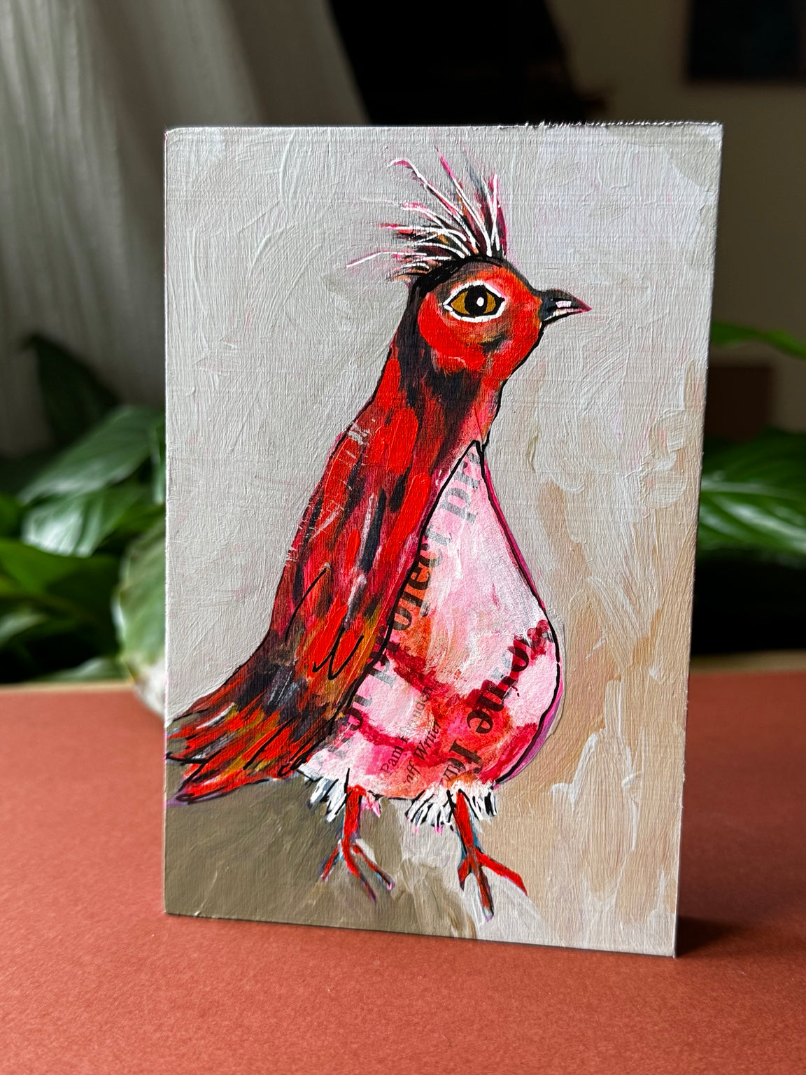 Partridge Field Note Margaret original mixed media painting by Loretta Kennedy