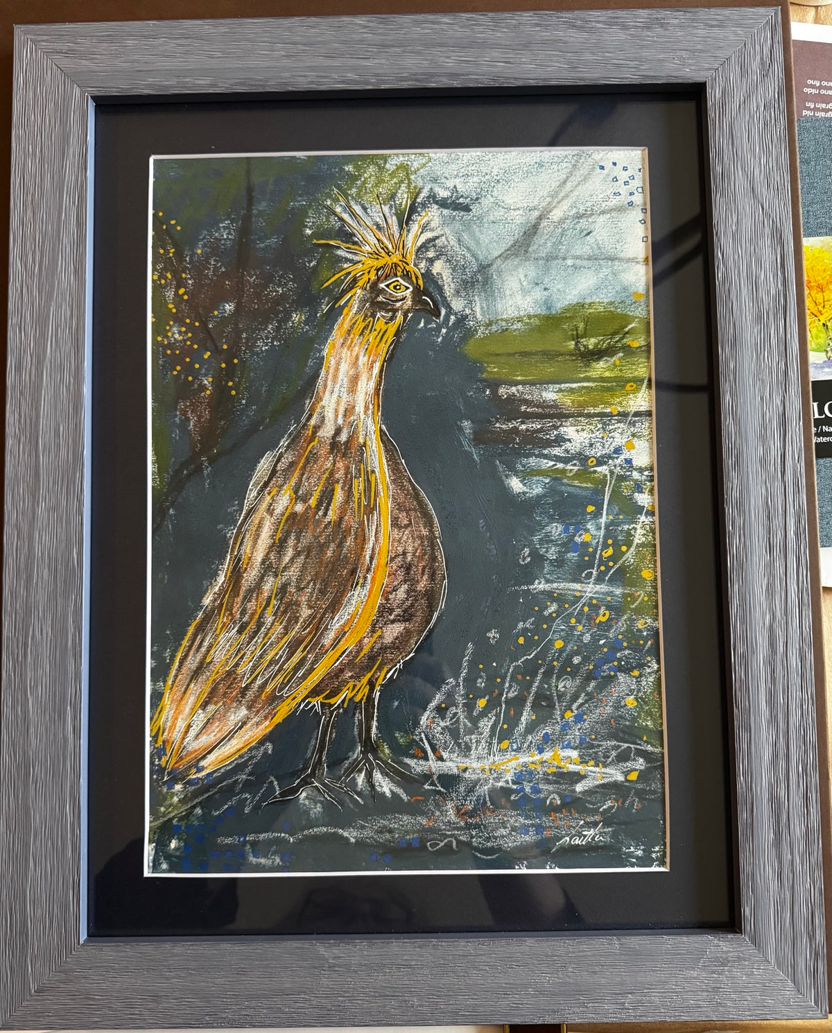 She Liked Her Own Company, framed mixed media partridge painting by Loretta Kennedy